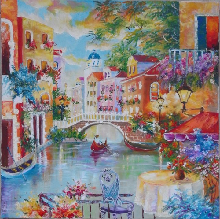 Pintura intitulada "''Venice Grand Cana…" por Asia, Obras de arte originais, Óleo