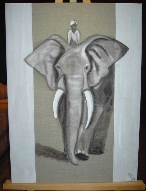 Peinture intitulée "elephant" par Gwenaelle Cortyl, Œuvre d'art originale
