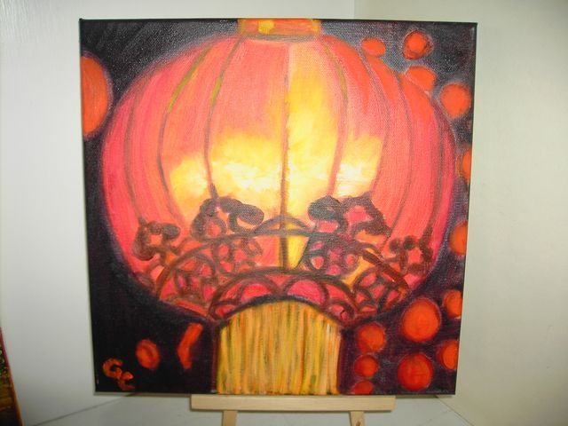 Painting titled "lanterne chinoise" by Gwenaelle Cortyl, Original Artwork