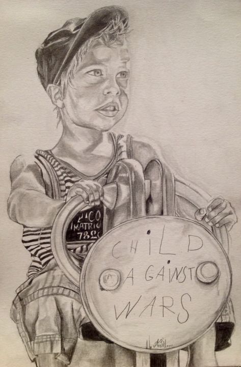 "Child against wars" başlıklı Resim Asil tarafından, Orijinal sanat