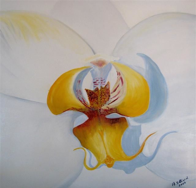 Peinture intitulée "orchidée jaune" par Annie Sillard, Œuvre d'art originale