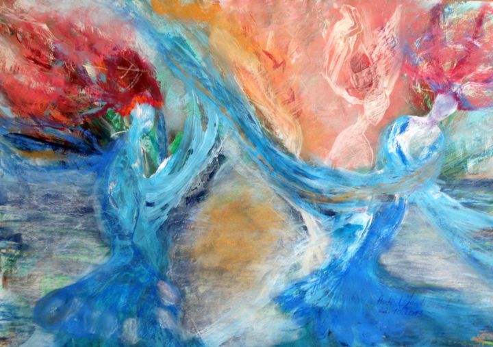 Pittura intitolato "Anges des Mers" da Astrid Jordi Dussert, Opera d'arte originale, Acrilico