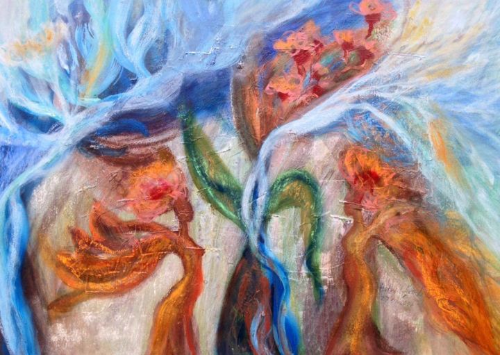 Painting titled "Danses Végétales" by Astrid Jordi Dussert, Original Artwork, Acrylic