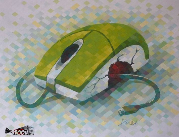 Painting titled "living-mouse.jpg" by Broom, Original Artwork, Acrylic