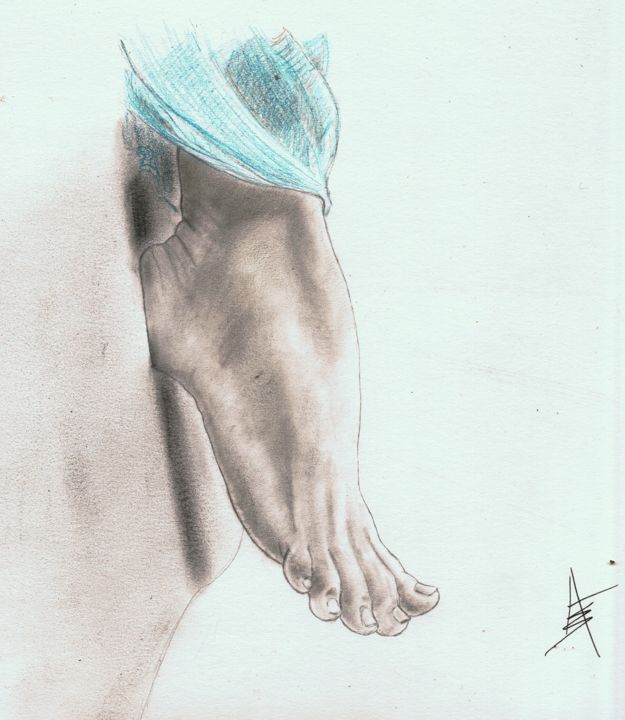 Dessin intitulée "Angel's Foot" par Askew Mind, Œuvre d'art originale, Crayon