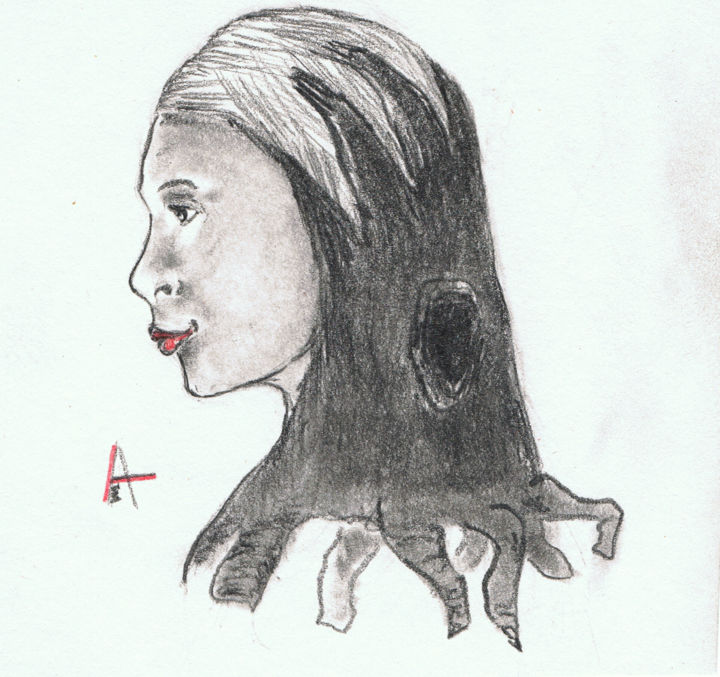 Disegno intitolato "Tree girl" da Askew Mind, Opera d'arte originale, Matita