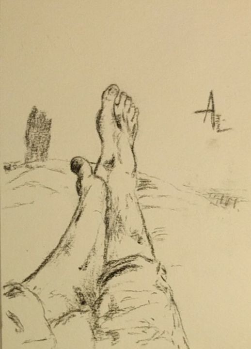 Disegno intitolato "My feet" da Askew Mind, Opera d'arte originale, Carbone