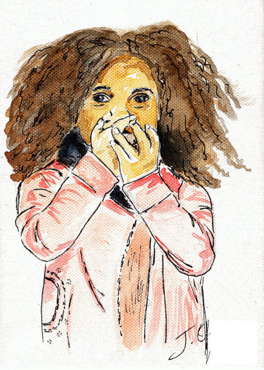 Pittura intitolato "A slippery smile" da Askew Mind, Opera d'arte originale, Acquarello