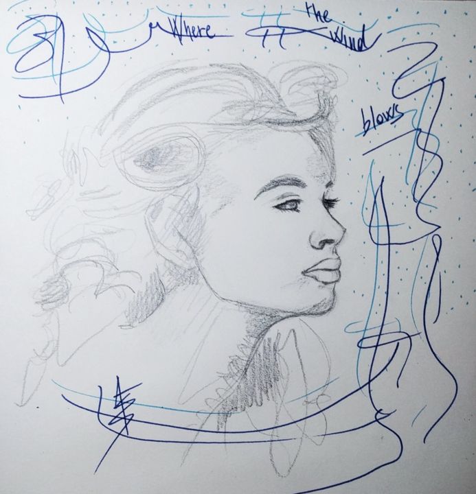 Disegno intitolato "Where the wind blow…" da Askew Mind, Opera d'arte originale, Matita