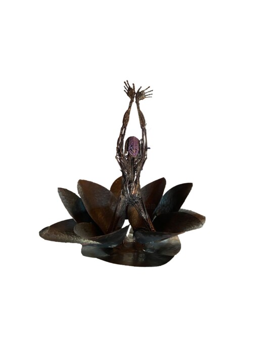 Skulptur mit dem Titel "Mankind and Lotus,…" von Aslan Selçuk Arık, Original-Kunstwerk, Metalle