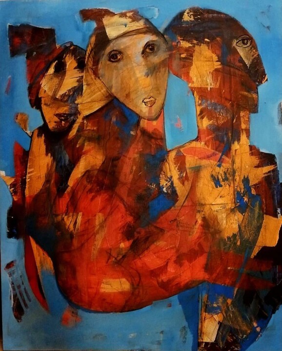 Painting titled "THREE" by Aslan Ünsal, Original Artwork, Acrylic