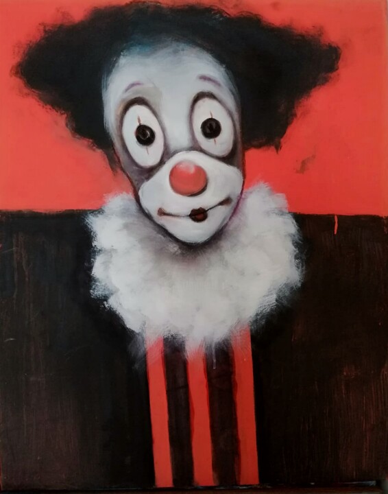 Painting titled "clown" by Aslan Ünsal, Original Artwork, Acrylic