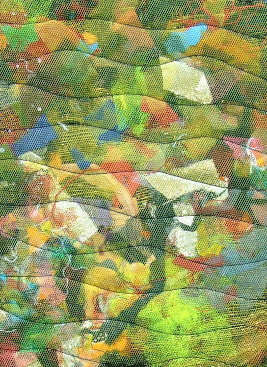 Arte textil titulada "Amas jaune 1" por Jean Pierre Avonts-Saint-Lager, Obra de arte original, Tela Montado en Panel de made…