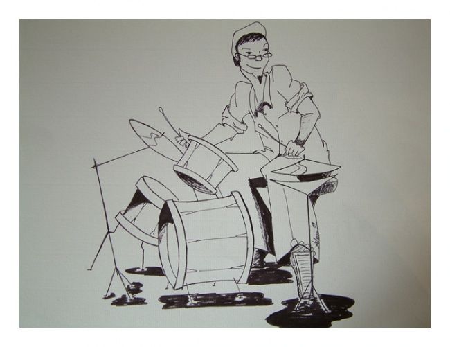 Dessin intitulée "mascotte" par Sybille Asloun, Œuvre d'art originale,