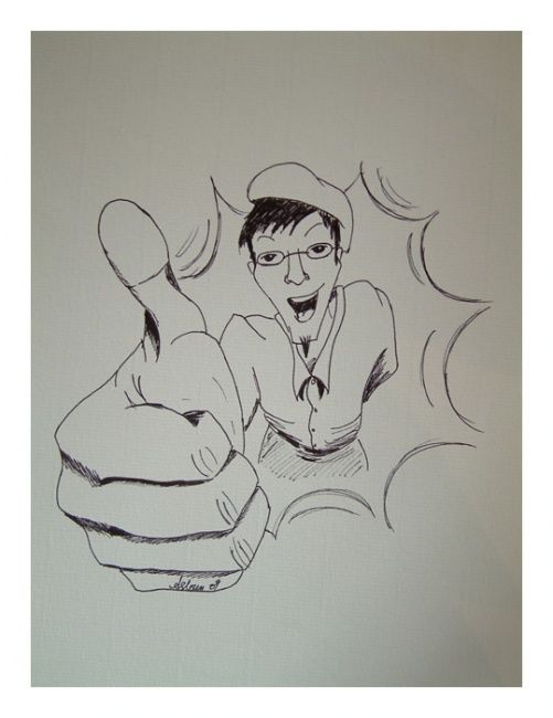 Dessin intitulée "mascotte" par Sybille Asloun, Œuvre d'art originale,