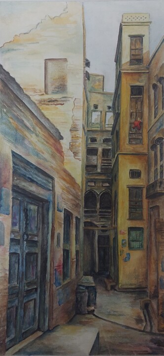 Painting titled "Old city" by Asma Shaheryar, Original Artwork, Watercolor