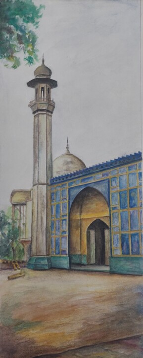 Painting titled "The Mosque" by Asma Shaheryar, Original Artwork, Watercolor