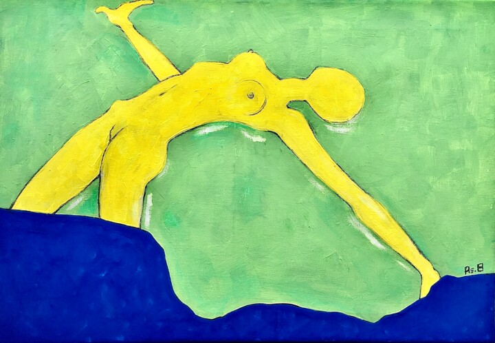 Картина под названием "Le pont" - Asmae Brahimi, Подлинное произведение искусства, Акрил Установлен на Деревянная рама для н…