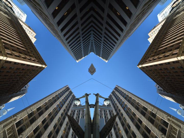 Photography titled "Skyscrapers Symmetr…" by Alfred Georg Sonsalla, Original Artwork, Digital Photography