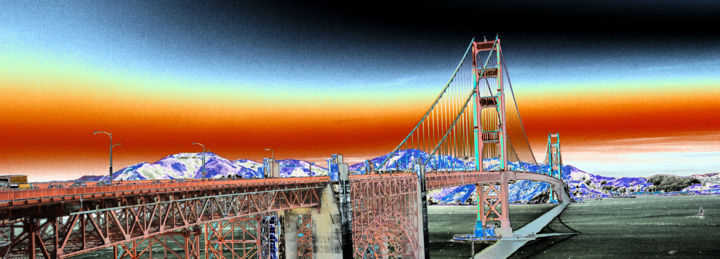 Digitale Kunst mit dem Titel "Golden Gate Bridge…" von Alfred Georg Sonsalla, Original-Kunstwerk, 2D digitale Arbeit