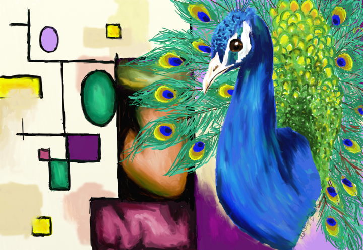 Digital Arts titled "Soul of the Peacock" by Ashley Spencer, Original Artwork, Digital Painting