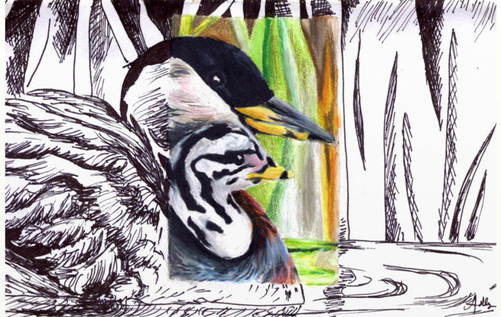 Drawing titled "Mother and Child Bi…" by Ashley Spencer, Original Art,