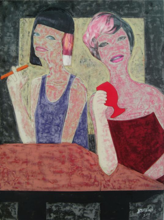 Коллажи под названием "Au Club" - Real Artist Assamagan, Подлинное произведение искусства, Бумага