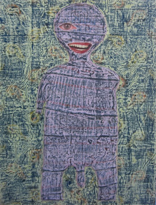 Коллажи под названием "Le Fâ" - Real Artist Assamagan, Подлинное произведение искусства, Текстильные изделия