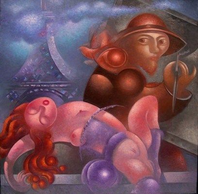 Malarstwo zatytułowany „Chronique parisienne” autorstwa Tsvetomir Assenov, Oryginalna praca, Olej