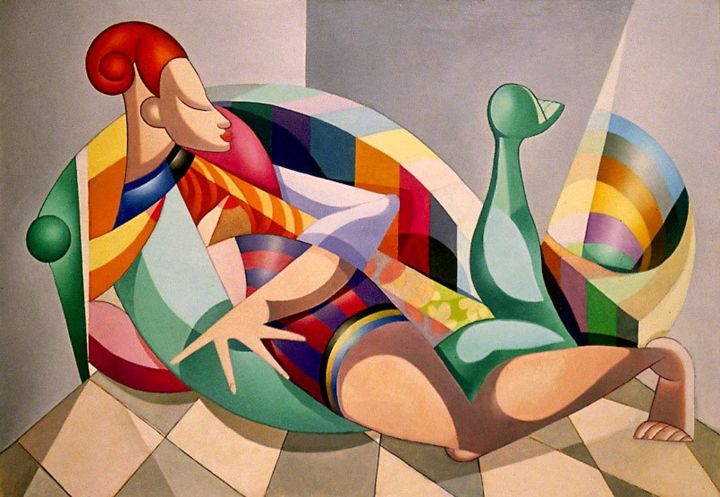 Painting titled "Figure couchée IV" by Tsvetomir Assenov, Original Artwork, Oil