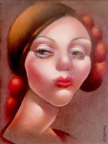 Drawing titled "Portrait vintage" by Tsvetomir Assenov, Original Artwork, Pastel