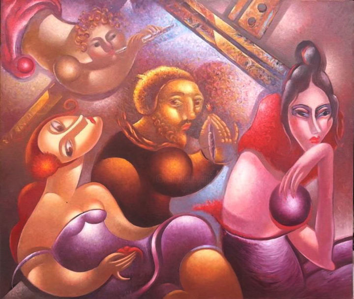 Pittura intitolato "Le studio de  l'art…" da Tsvetomir Assenov, Opera d'arte originale, Olio