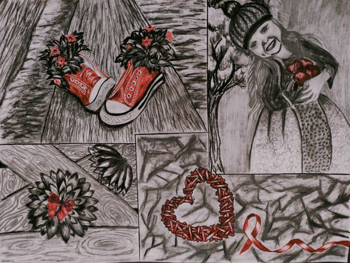 Desenho intitulada "les minions" por Assia Lounas, Obras de arte originais, Carvão