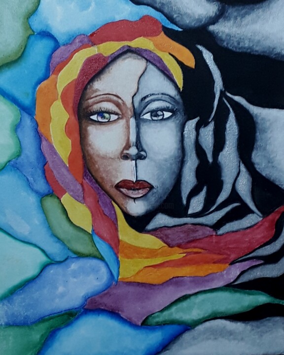 Painting titled "FEMME 2" by Michelle Perrotte, Original Artwork, Watercolor