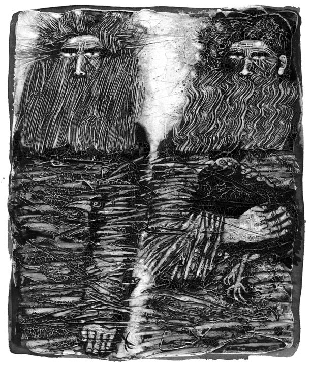 Pintura intitulada "Bearded soul" por Assol Sas, Obras de arte originais, Acrílico