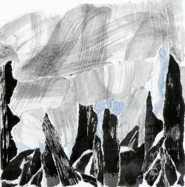 Collagen mit dem Titel "la caverne" von Marine Assoumov, Original-Kunstwerk