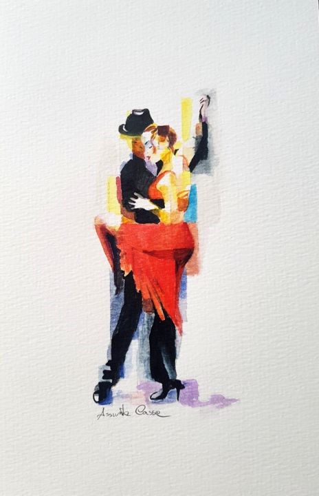 Malerei mit dem Titel "Studio tango 02" von Assunta Cassa, Original-Kunstwerk, Aquarell