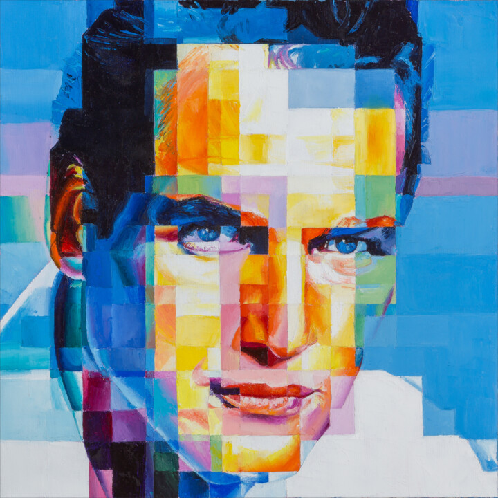 Peinture intitulée "Paul Newman" par Assunta Cassa, Œuvre d'art originale, Huile Monté sur Châssis en bois