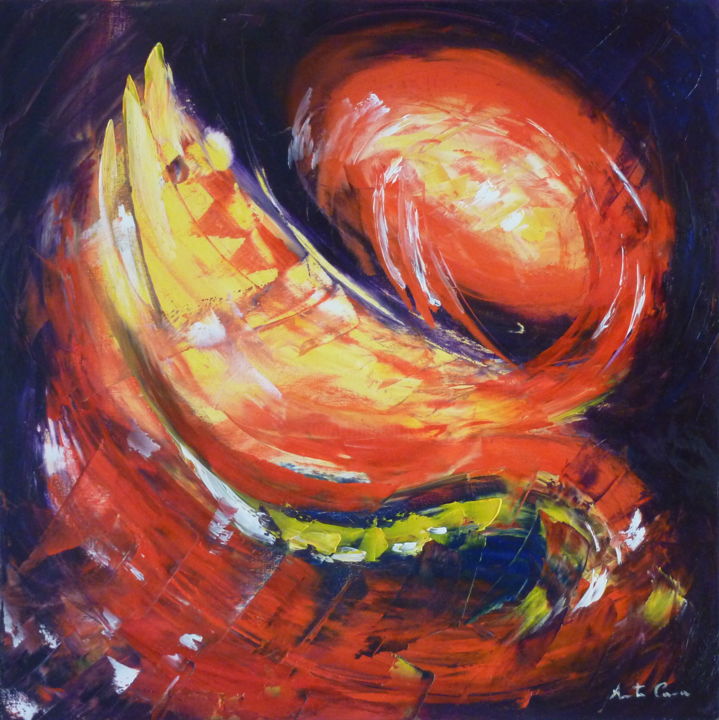 Peinture intitulée "Pizzica al tramonto" par Assunta Cassa, Œuvre d'art originale, Huile