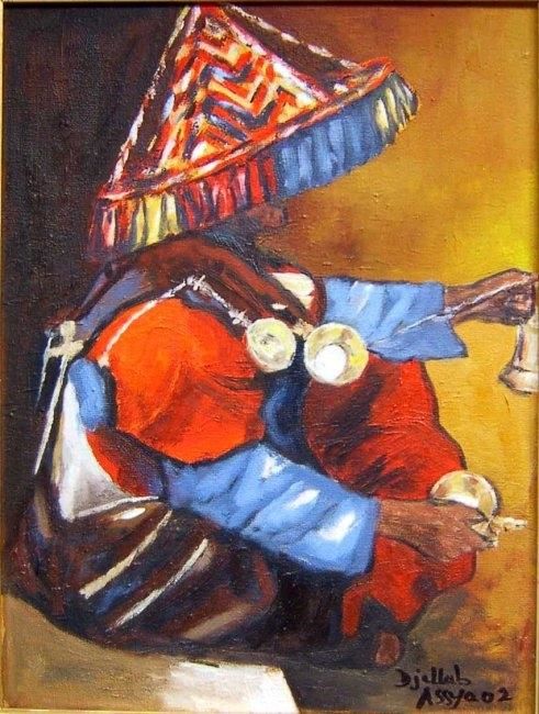 Painting titled "guerrab" by Assya Djellab, Original Artwork