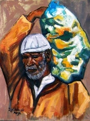 Peinture intitulée "panier" par Assya Djellab, Œuvre d'art originale