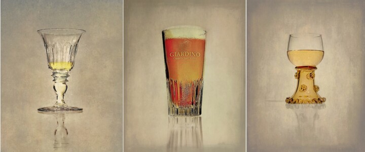 Photography titled "TRIPTYCH OF DRINKS…" by Astr, Original Artwork, Digital Photography Mounted on Aluminium