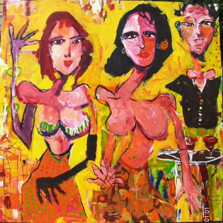 Картина под названием "Mosso con chicas" - Astolfo Funes, Подлинное произведение искусства, Акрил