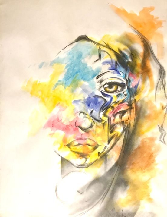 Dessin intitulée "Human" par Aston, Œuvre d'art originale, Crayon