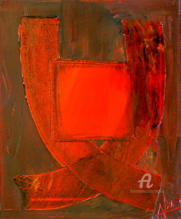 Painting titled "ROUGE MIROIR" by Alain Oviste, Original Artwork, Acrylic
