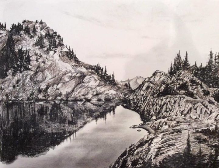 图画 标题为“Mica Lake Washington” 由Astra, 原创艺术品, 木炭
