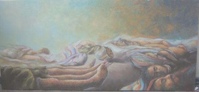 Painting titled "HOMENAJE A LOS CAMP…" by Astrid Galan Sepulveda, Original Artwork