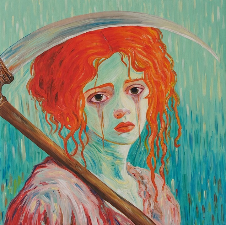 Pintura titulada "La mort" por Astrid Honoré, Obra de arte original, Acrílico Montado en Bastidor de camilla de madera