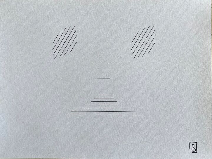 Рисунок под названием "FACE COLLECTION 3/10" - Astrid Berger, Подлинное произведение искусства, Гелевая ручка