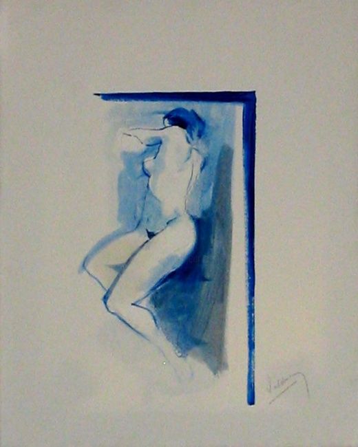 Peinture intitulée "desnudo azul" par Astrid Waldman, Œuvre d'art originale